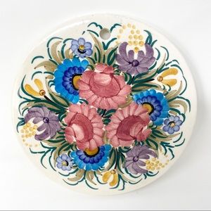 Vintage ZF Kolo Poland Ceramic Floral Hangable Trivet